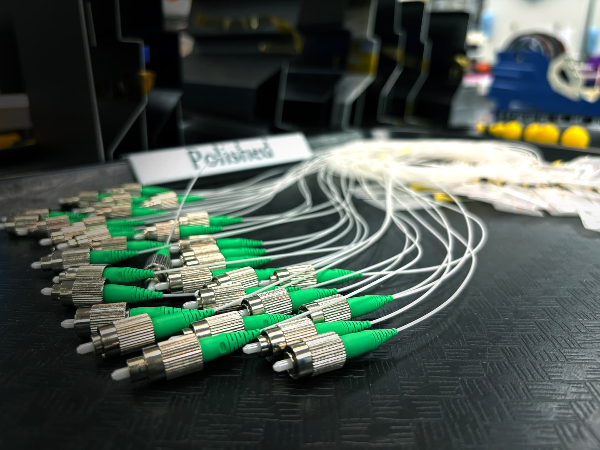 Polished FC connector assemblies with fiber pigtails
